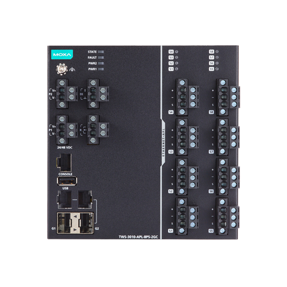 MOXA TWS-3010-APL-8PS-2GC-T Two-wire Ethernet Switch