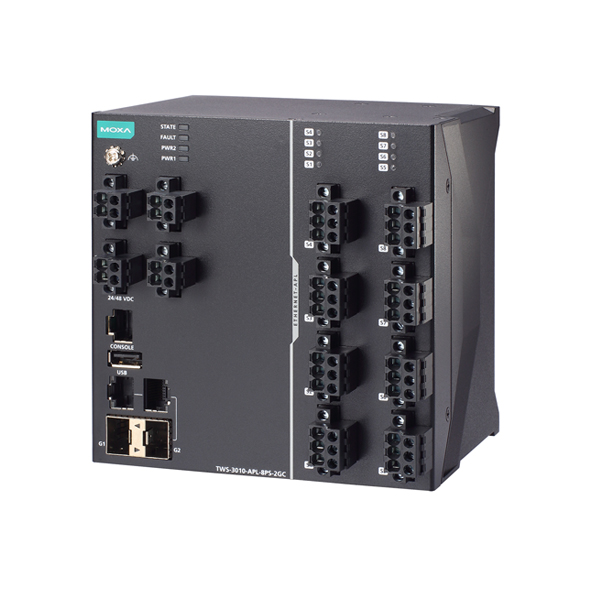 MOXA TWS-3010-APL-8PS-2GC-T Two-wire Ethernet Switch