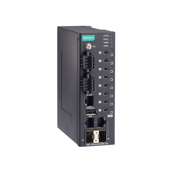 MOXA TWS-3010-SPE-8PB-2GC-T Two-wire Ethernet Switch